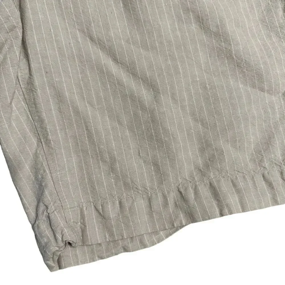 Banana Republic beige striped flat front linen blend shorts size waist 34”
